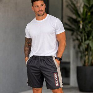 Affliction Athletic Sport Mens XL Navy Gray Mesh Performance Gym Shorts